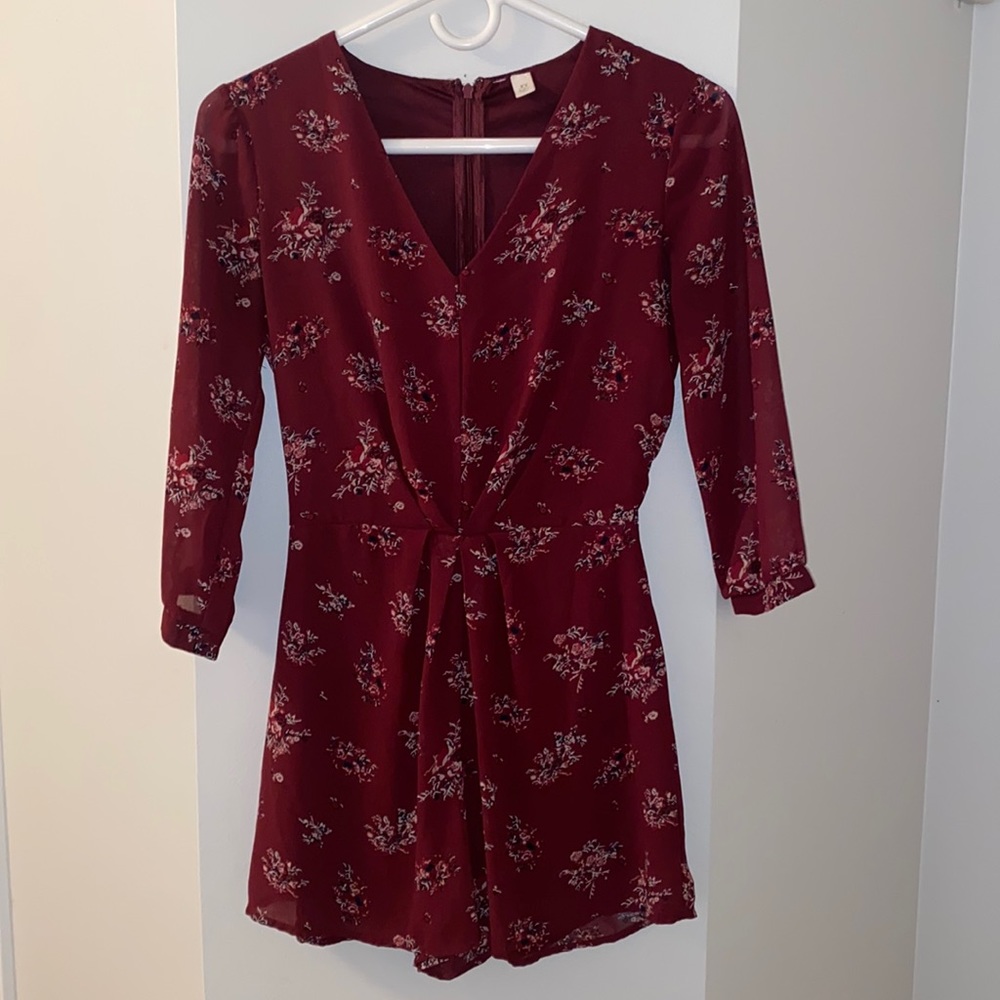 Burgundy Floral Romper